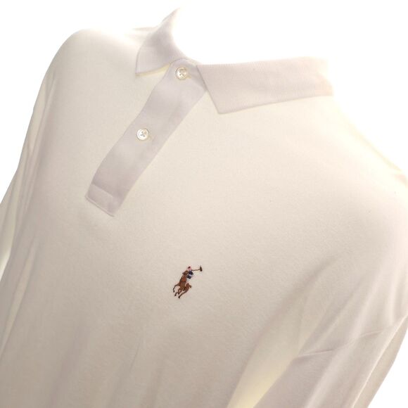 Ralph Lauren Men's L Classic PONY Polo Shirt White Large Free Shipping L/S Soft - Picture 3 of 7